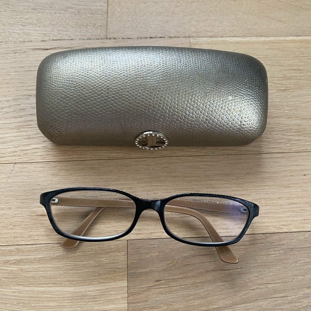 Judith Leiber Vintage Crystal Embellished Black Textured Frames